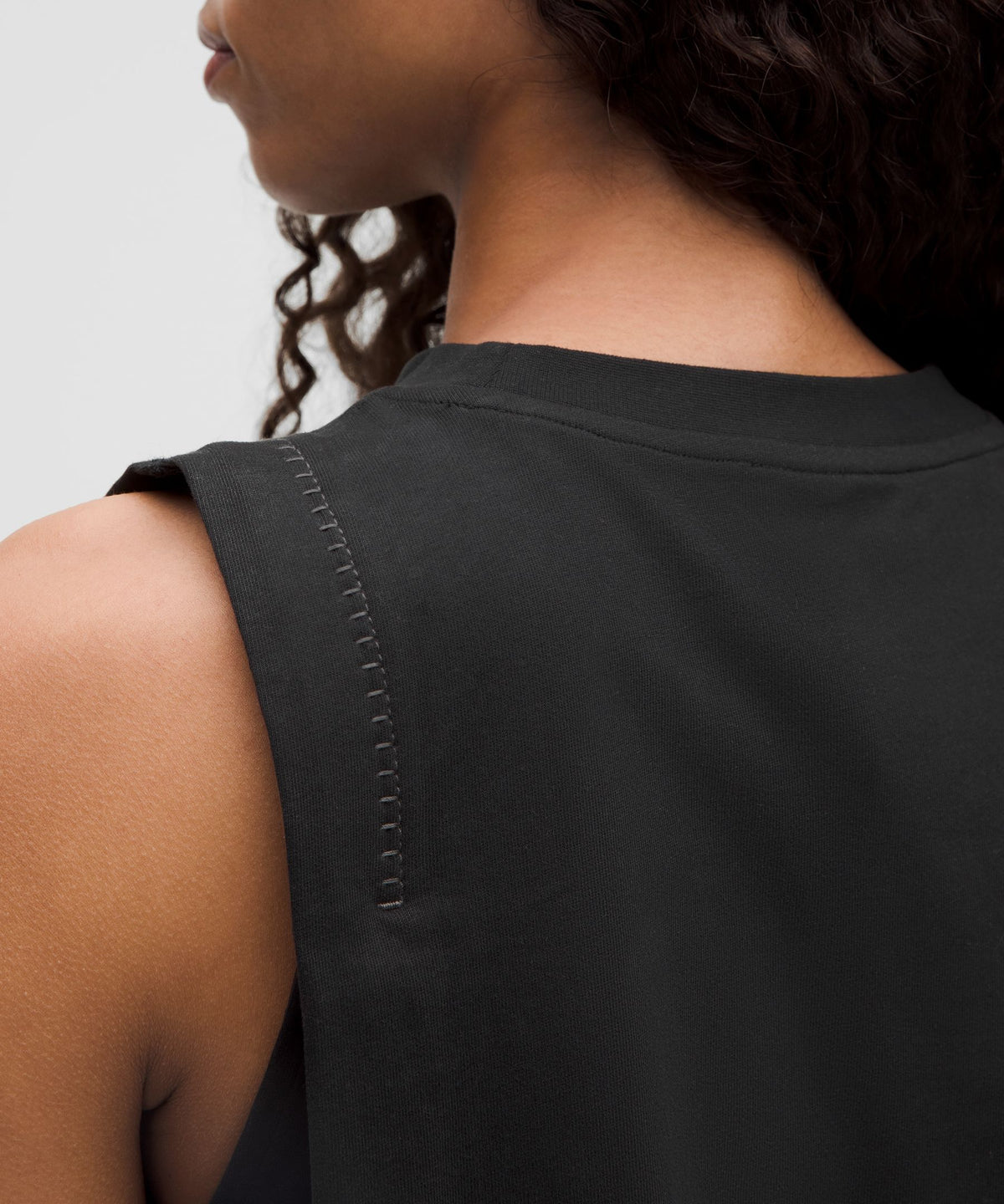 Cotton Jersey Stitch-Detail Tank Top