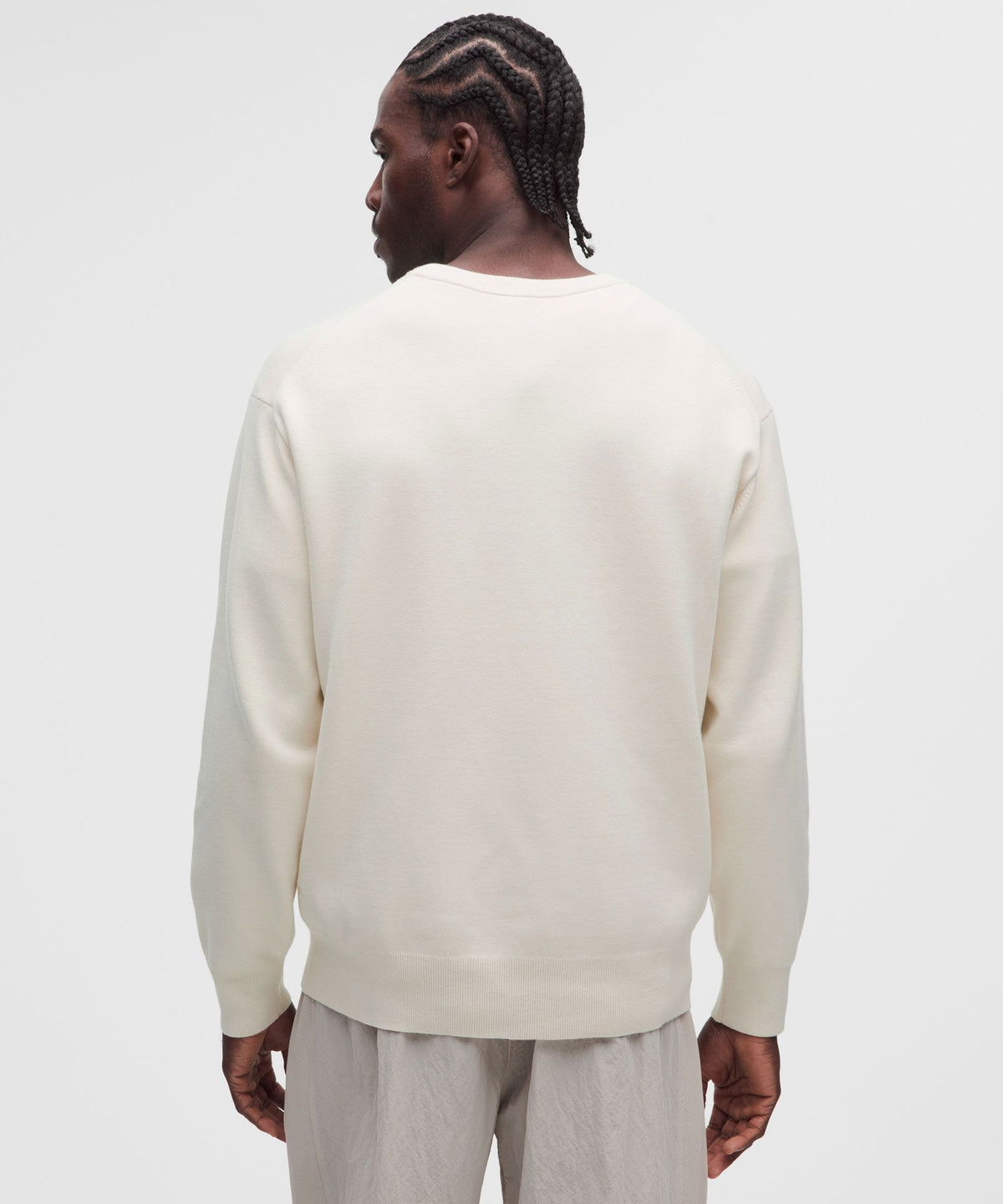Cotton-Blend Knit Long-Sleeve Crewneck Sweater