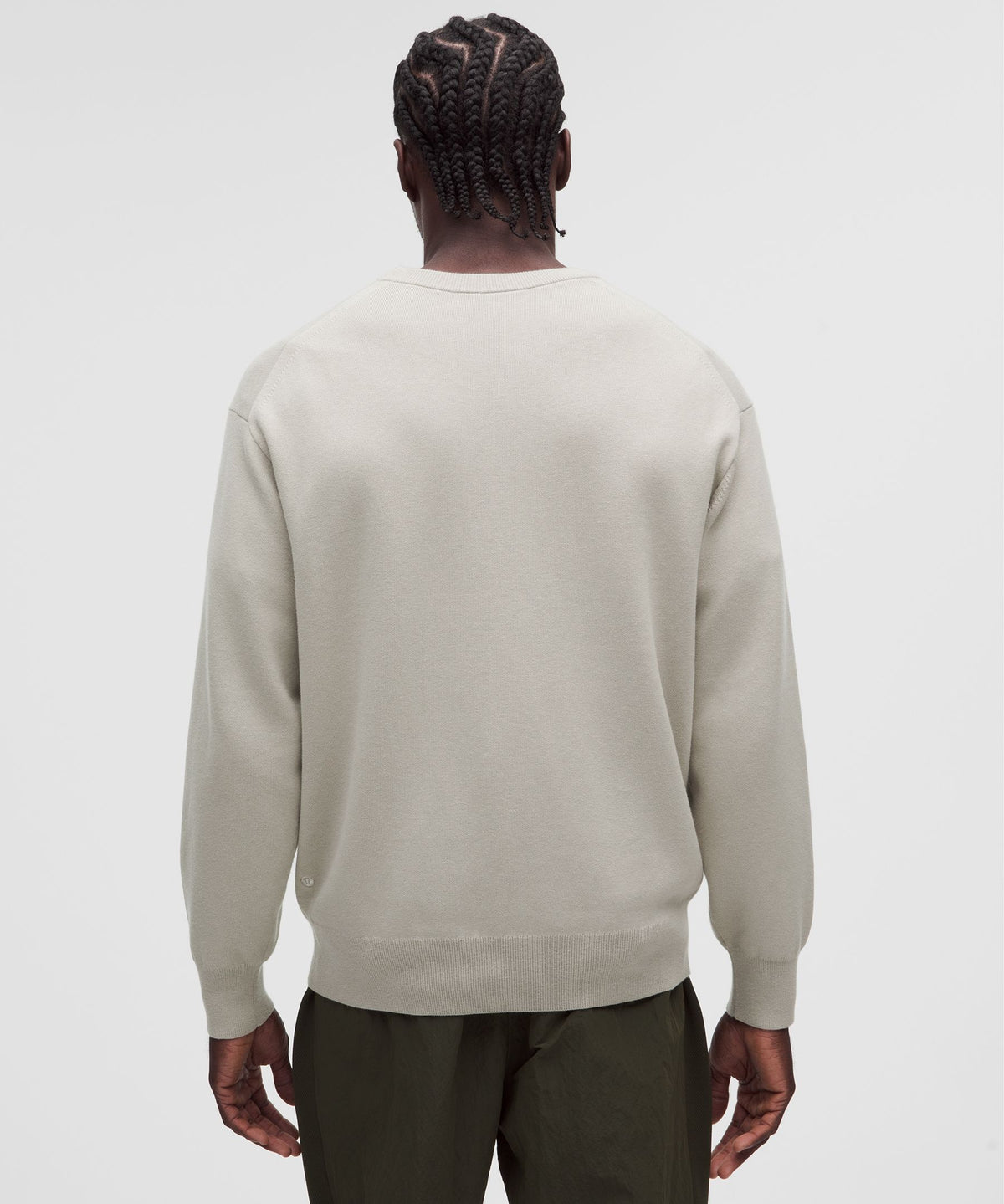 Cotton-Blend Knit Long-Sleeve Crewneck Sweater