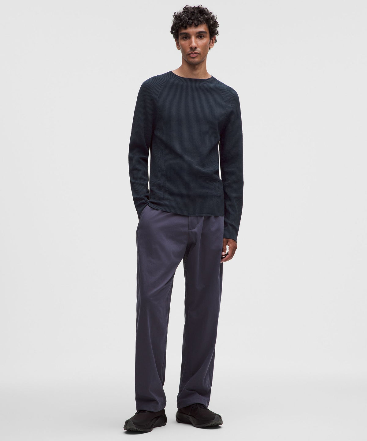 Rib-Knit Slim-Fit Long-Sleeve Shirt