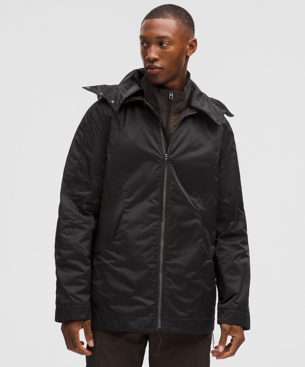 Taffeta Removable-Hood Collared JacketSLNSH Collection
