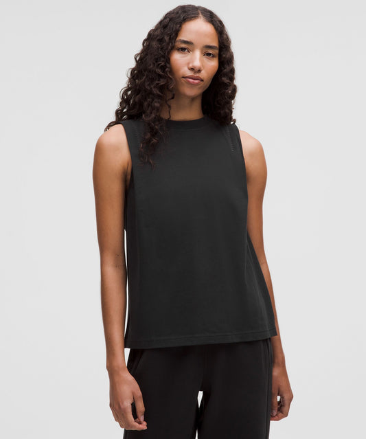 Cotton Jersey Stitch-Detail Tank Top