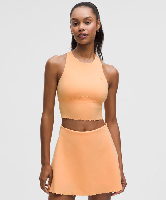 Scallop-Hem High-Neck Tennis Tank TopMedium Support, B/C Cup