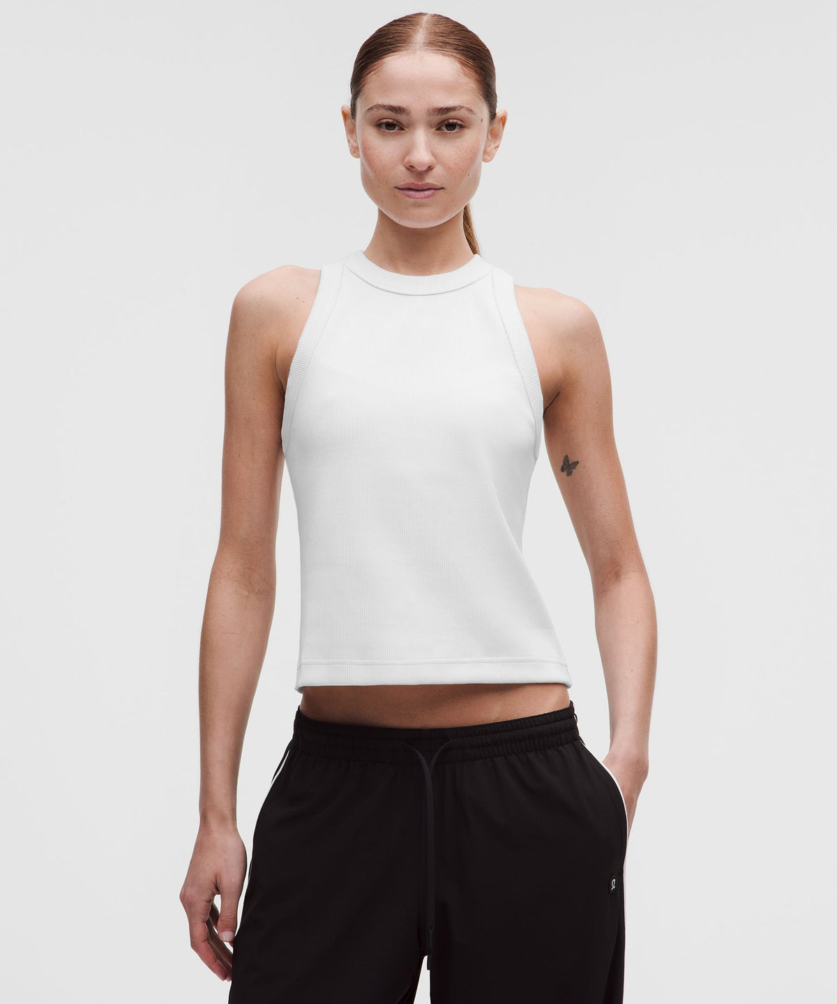 Ribbed Heavyweight Cotton-Blend Racerback Tank Top