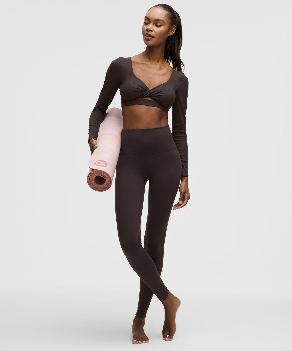Ribbed Nulu Long-Sleeve Bra TopLight Support, B/C Cup