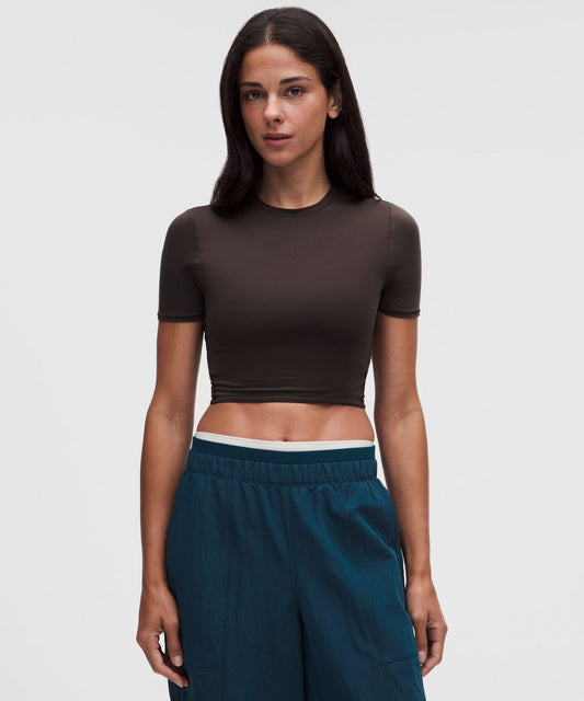 Wundermost Ultra-Soft Nulu Crewneck Cropped T-Shirt
