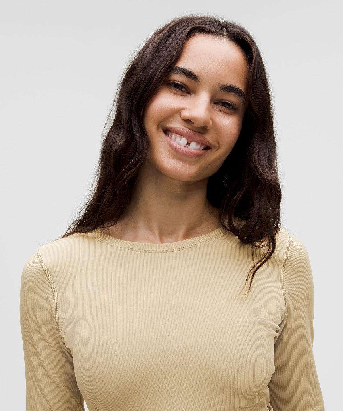 Logo Bead Ribbed Waist-Tie Long-Sleeve Shirt