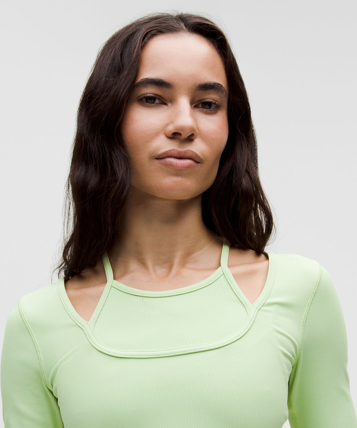 Layered-Look Ribbed Short-Sleeve Shirt