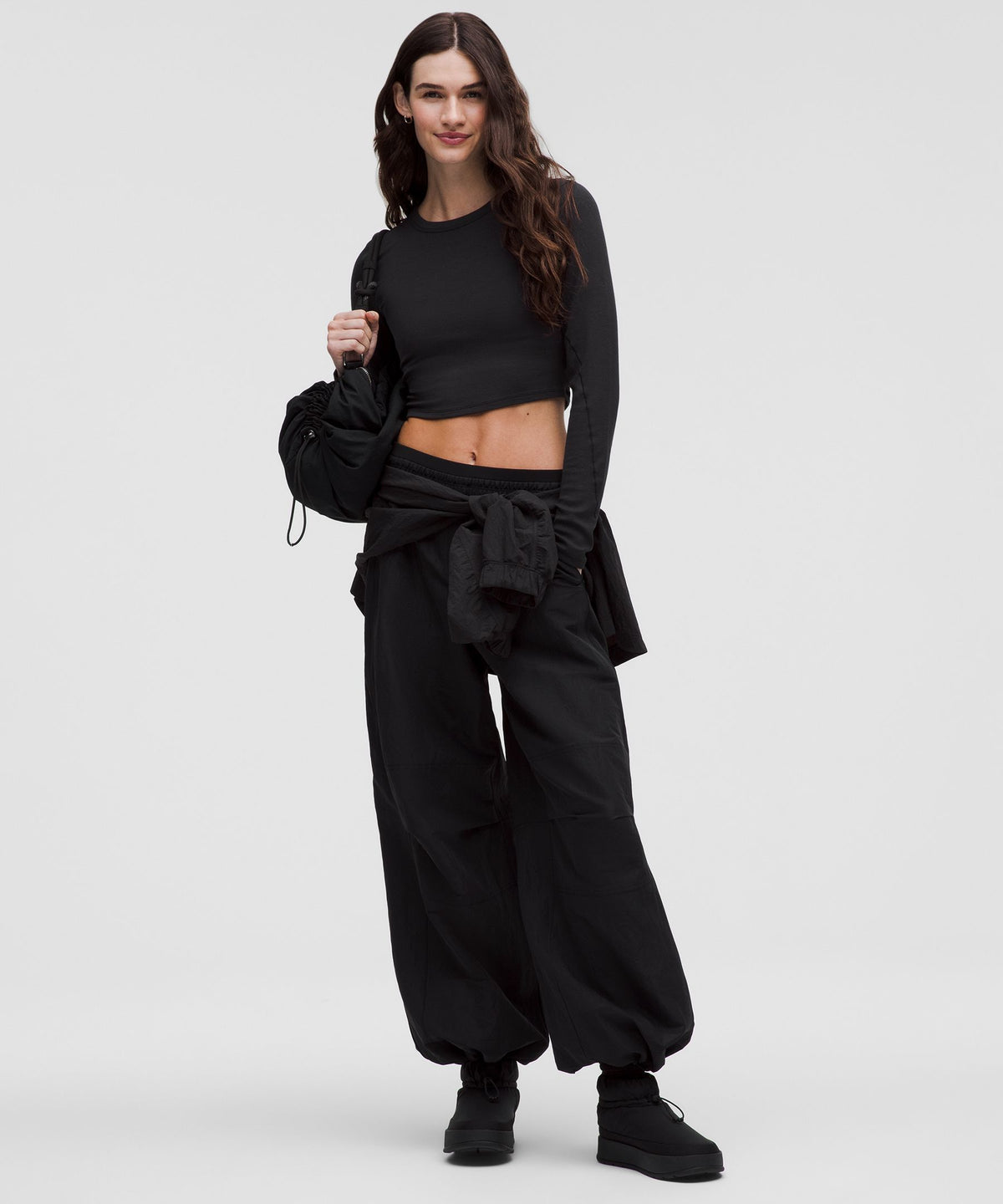 Hold Tight Straight-Hem Cropped Long-Sleeve Shirt