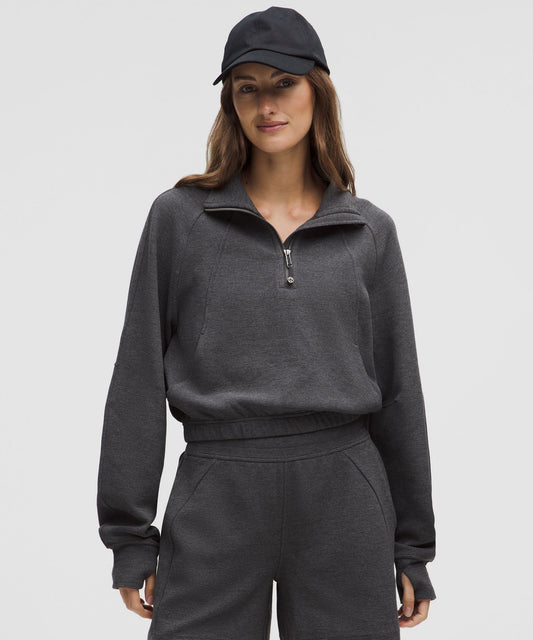 Scuba Cropped Funnel-Neck Half ZipWaffle