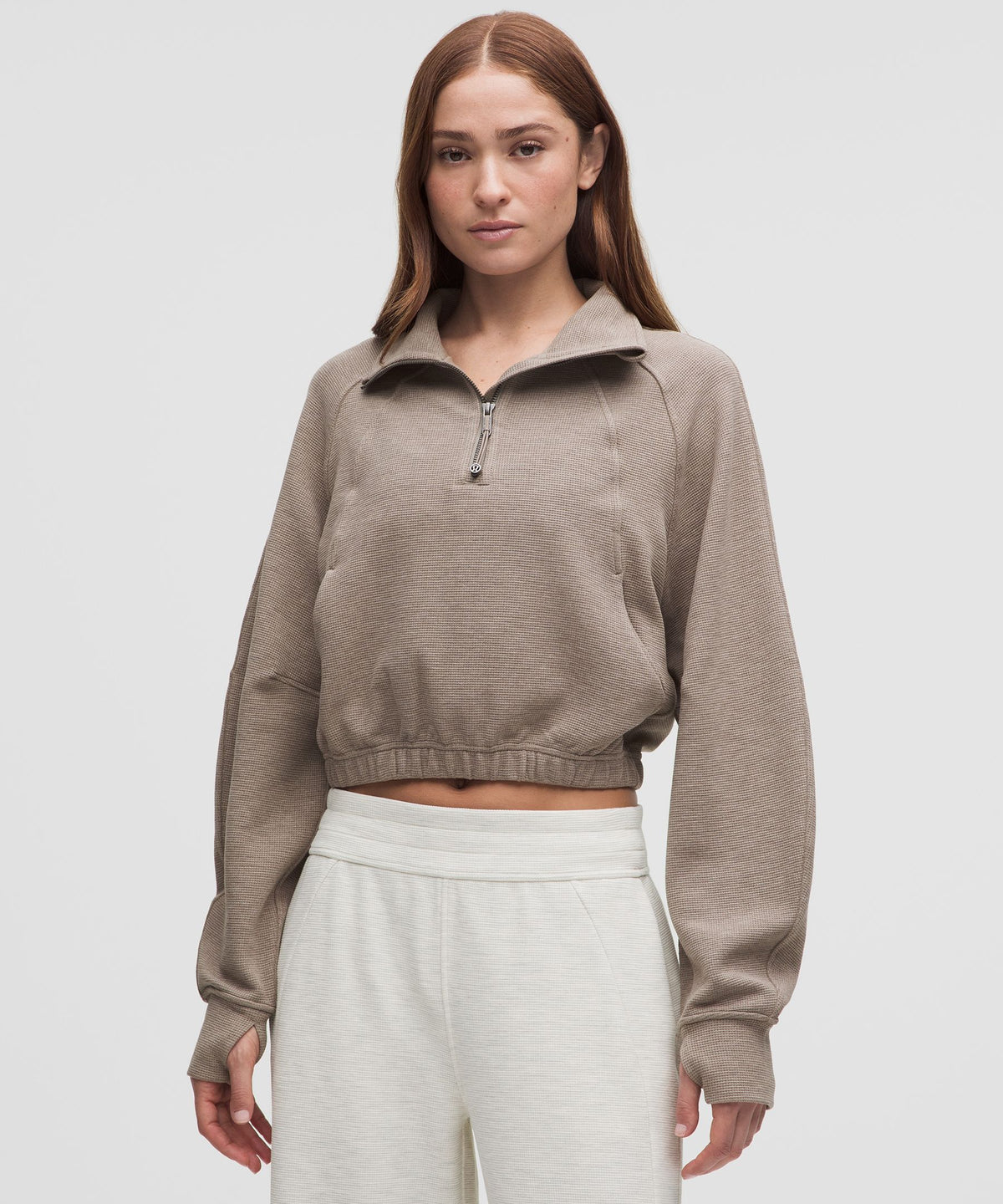 Scuba Cropped Funnel-Neck Half ZipWaffle