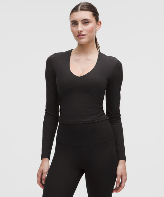 All It Takes Ribbed Nulu V-Neck Long-Sleeve ShirtB-D Cups