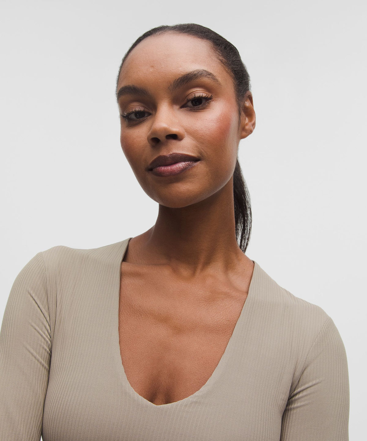 All It Takes Ribbed Nulu V-Neck Long-Sleeve ShirtB-D Cups