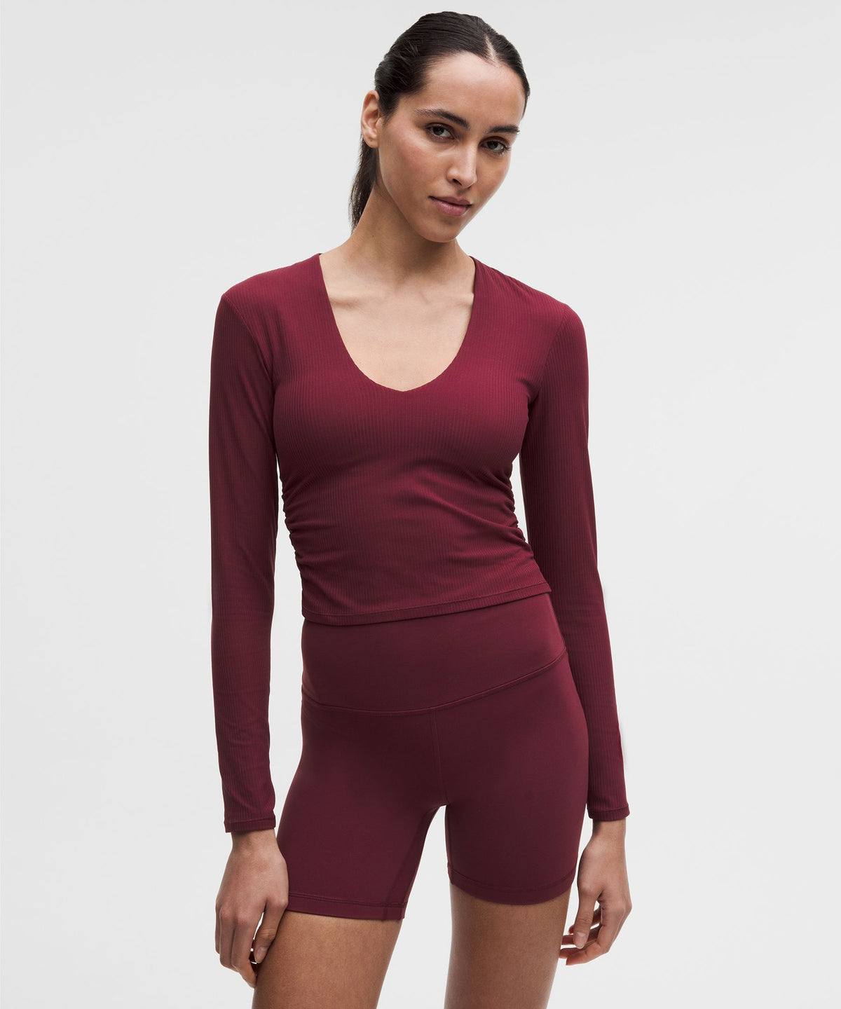 All It Takes Ribbed Nulu V-Neck Long-Sleeve ShirtB-D Cups