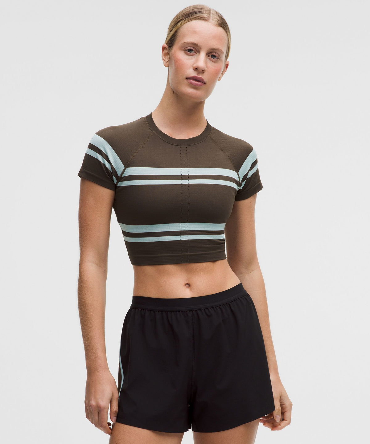Swiftly Tech Cropped Short-Sleeve Shirt 2.0Stripe