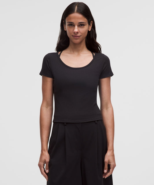Hold Tight Micro-Rib Cross-Back T-Shirt