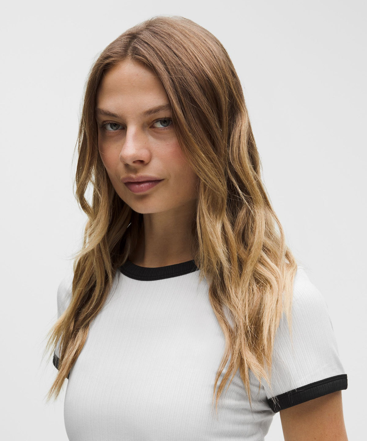 Hold Tight Micro-Rib Straight-Hem T-Shirt