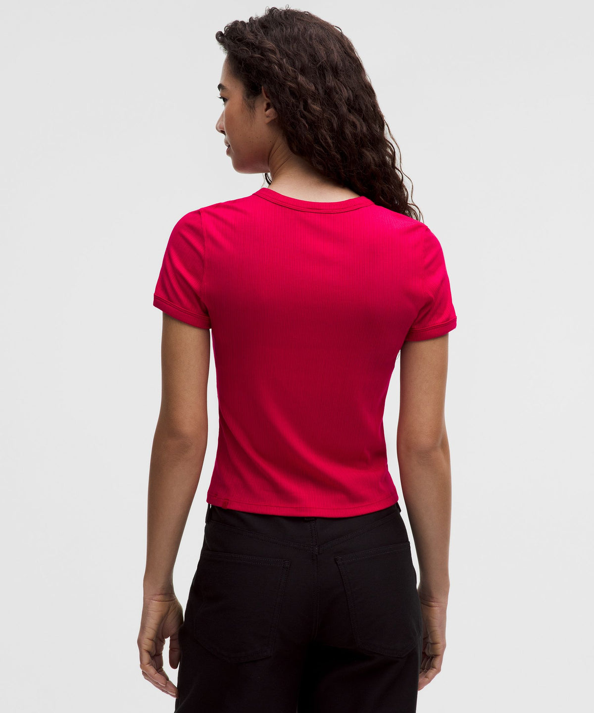 Hold Tight Micro-Rib Straight-Hem T-Shirt