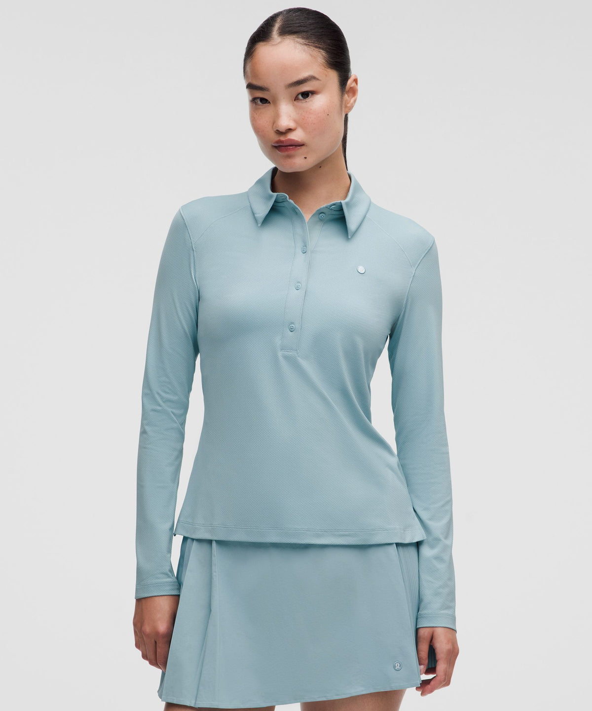 Quick-Dry Long-Sleeve Polo ShirtStraight Hem