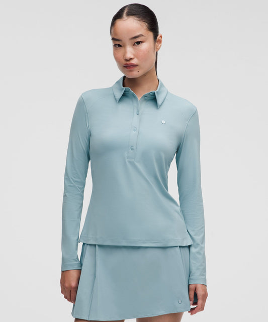 Quick-Dry Long-Sleeve Polo ShirtStraight Hem