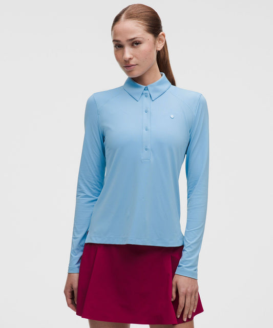 Quick-Dry Long-Sleeve Polo ShirtStraight Hem
