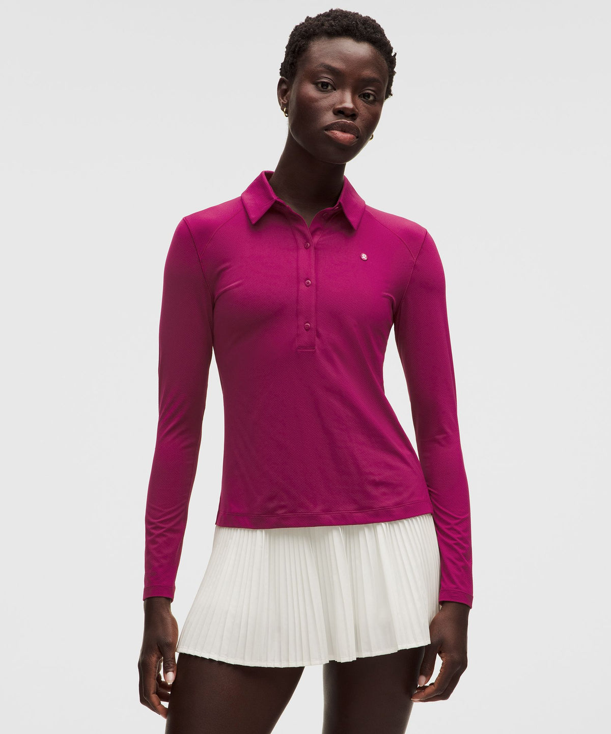 Quick-Dry Long-Sleeve Polo ShirtStraight Hem