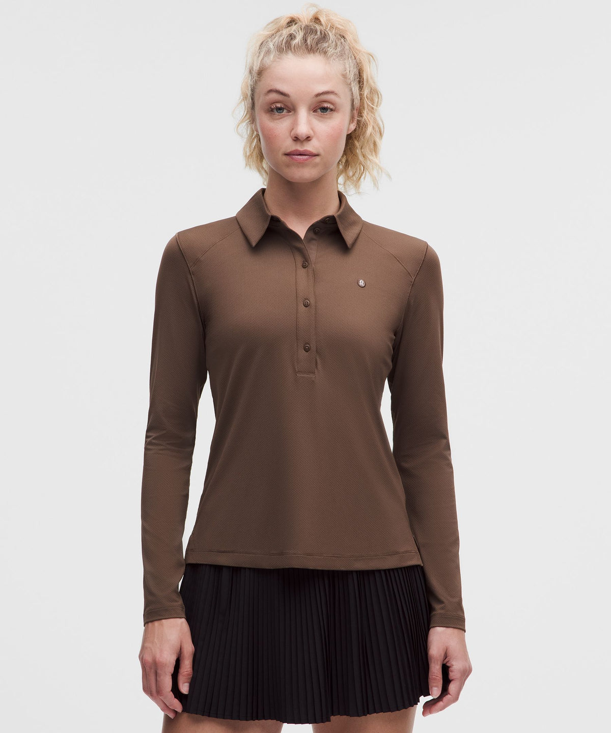Quick-Dry Long-Sleeve Polo ShirtStraight Hem
