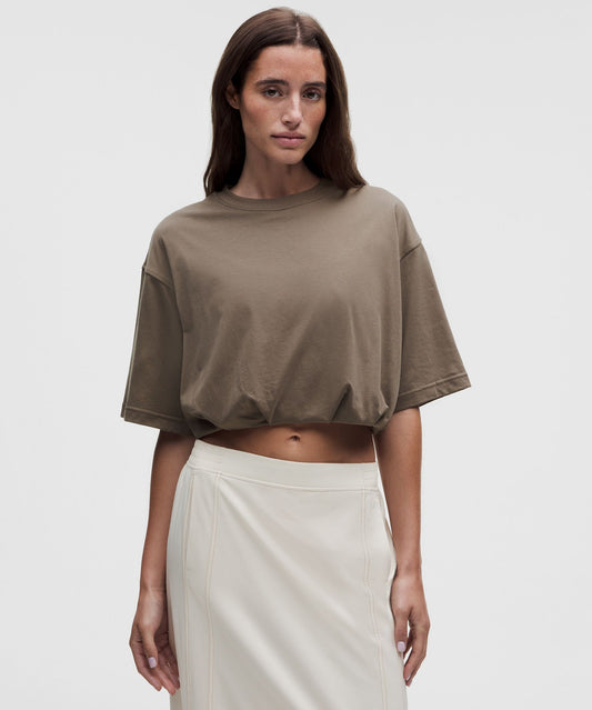 Cotton Jersey Bubble-Hem T-Shirt