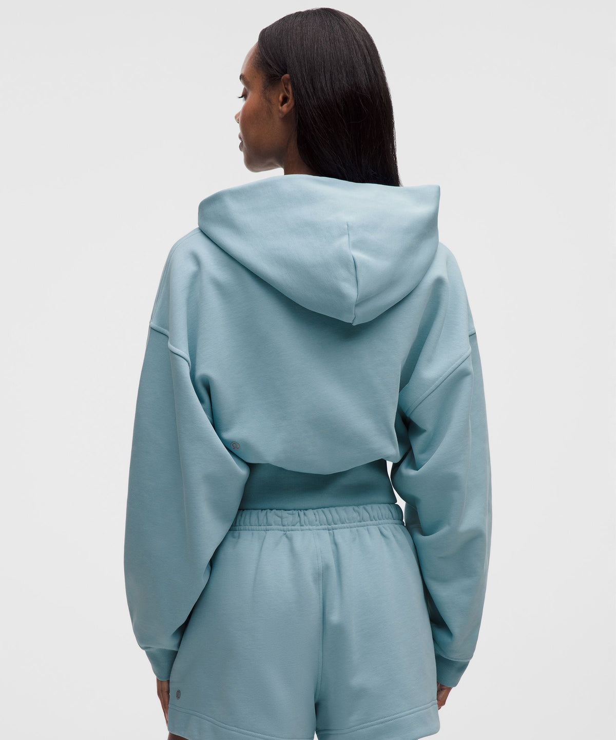French Terry Cropped Full-Zip Hoodie