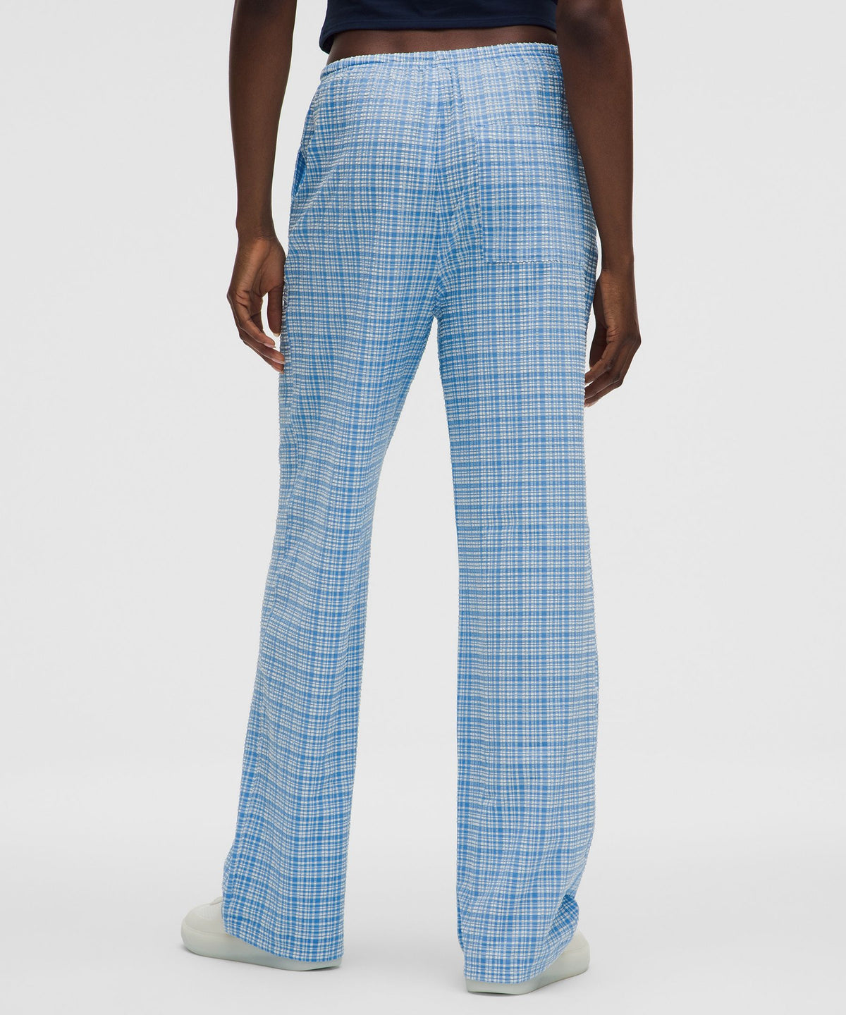 Seersucker Check Mid-Rise Pull-On Pant