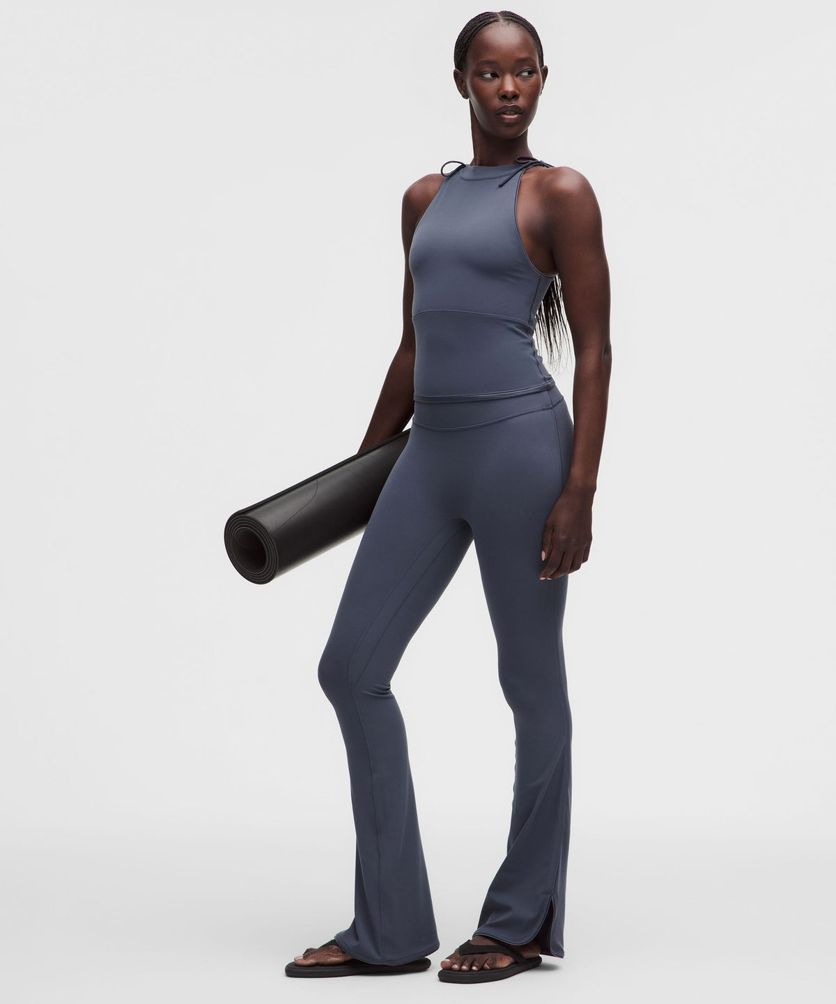 Nulu Satiny-Trim High-Rise Flared Pant