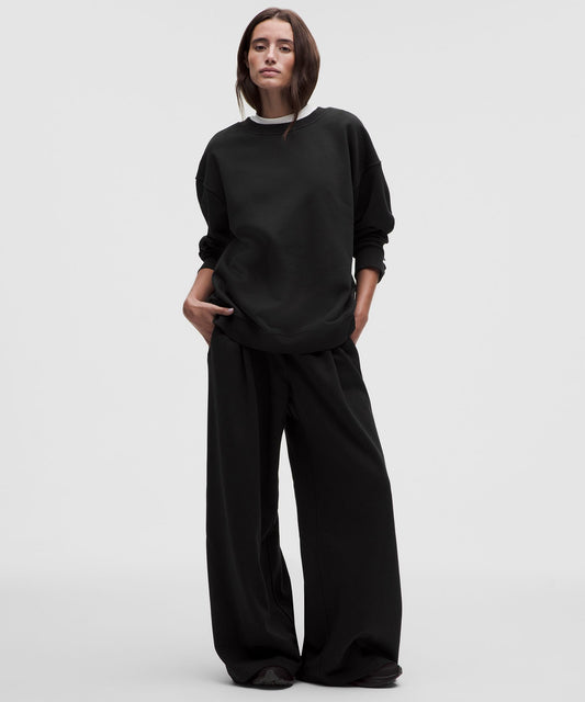 French Terry Mid-Rise Wide-Leg Pant