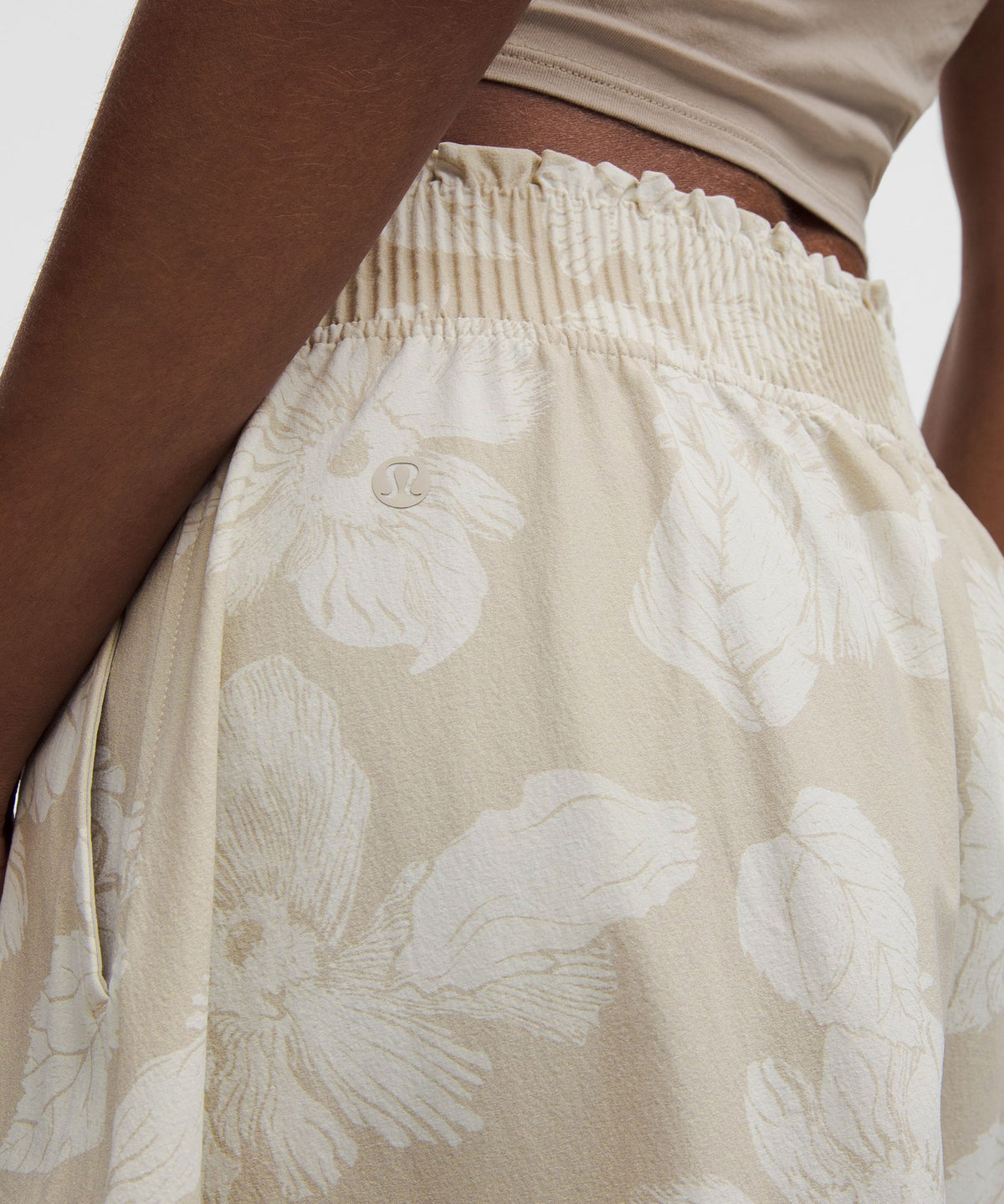 Stretch Woven Ruffle-Waist Midi Skirt
