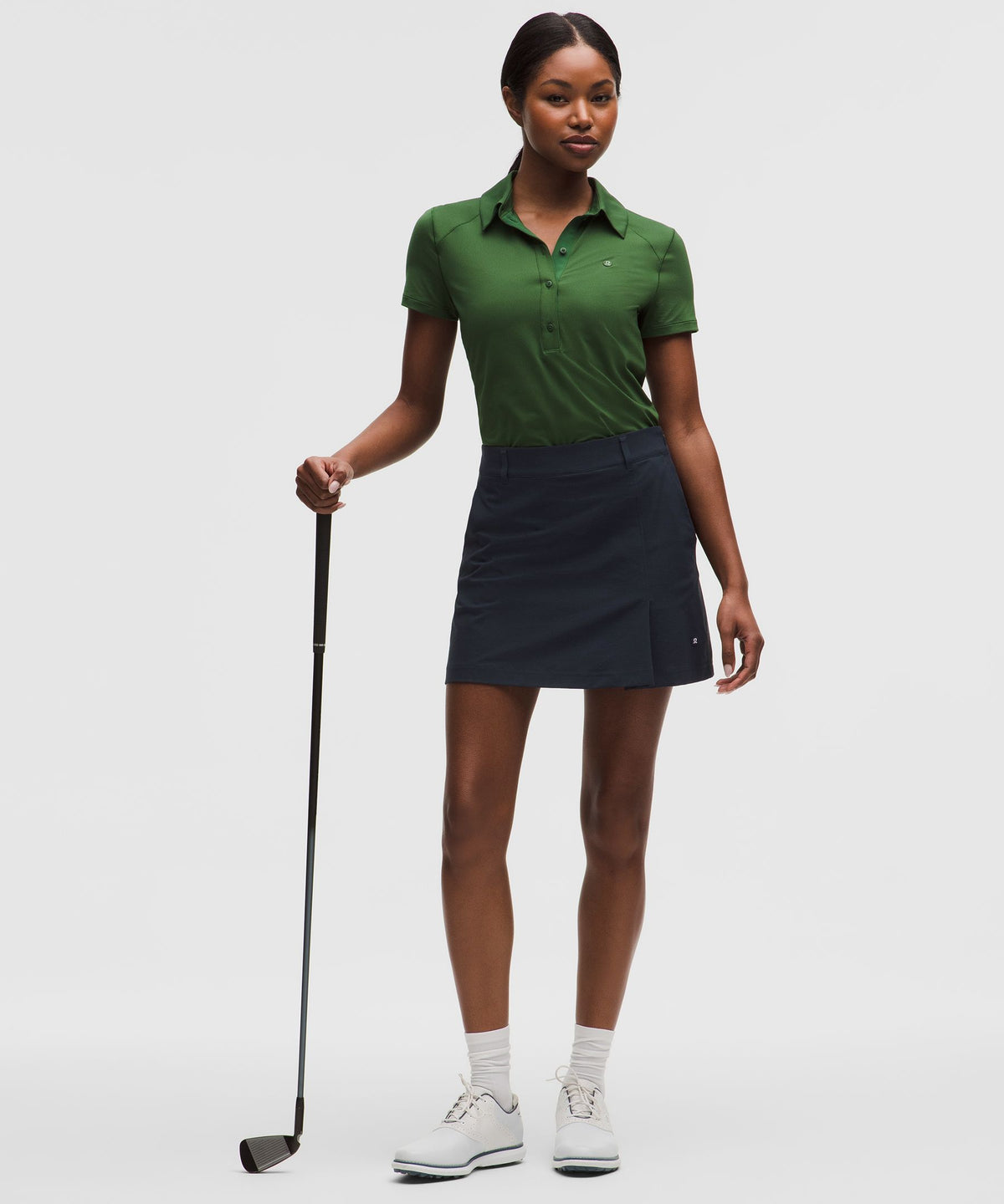 Stretch Twill Front Pleat Golf SkirtEmbroidered Logo