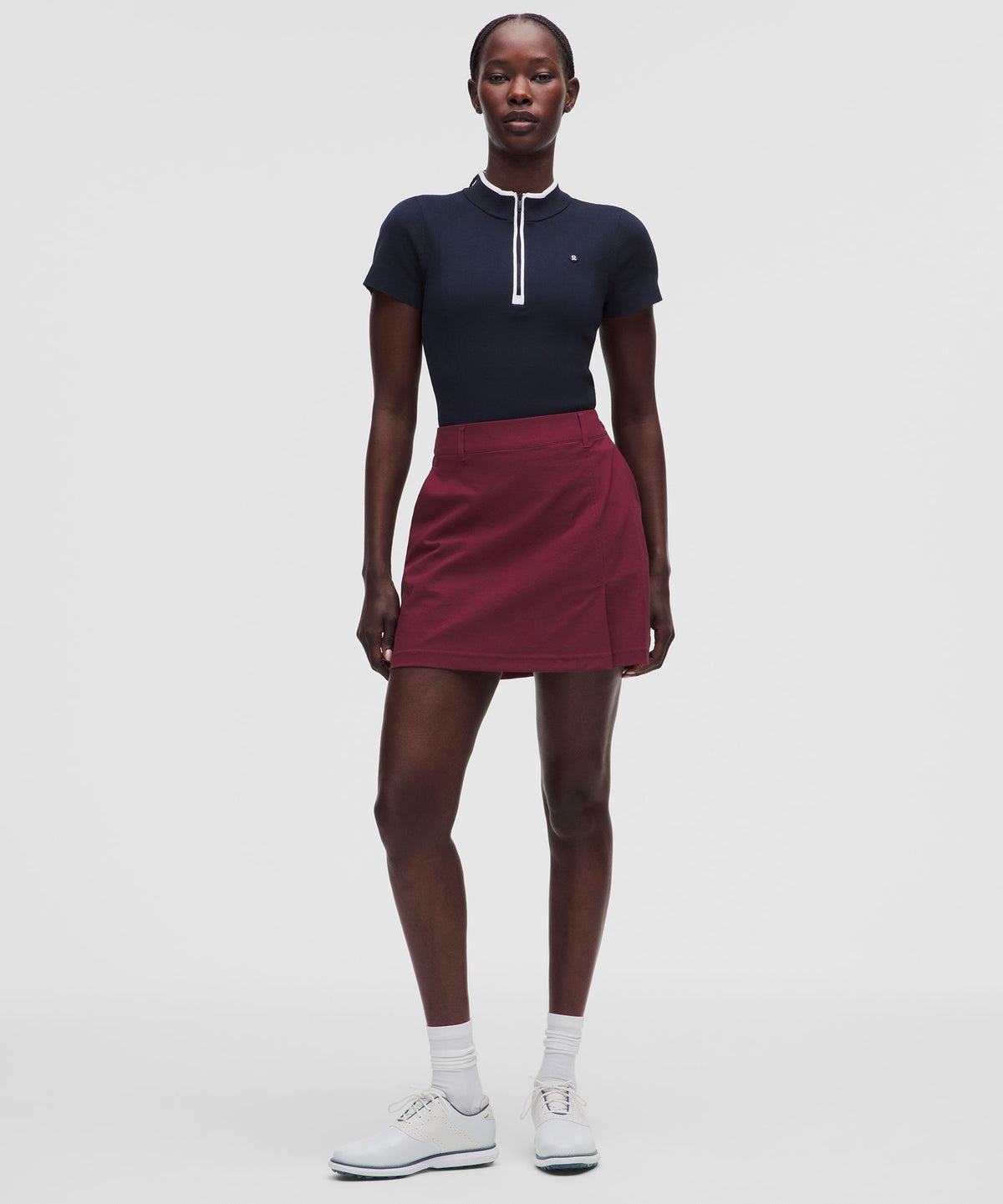 Stretch Twill Front Pleat Golf SkirtEmbroidered Logo