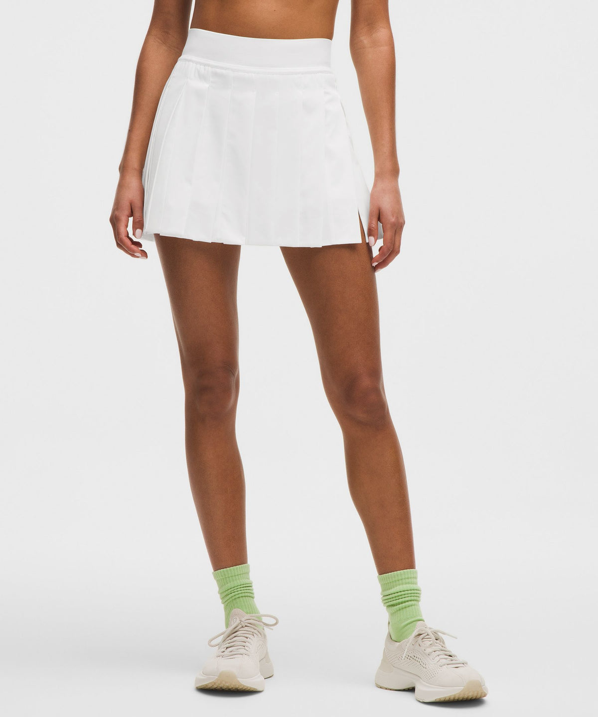 Peek-A-Boo Pleat Mid-Rise Tennis Skirt