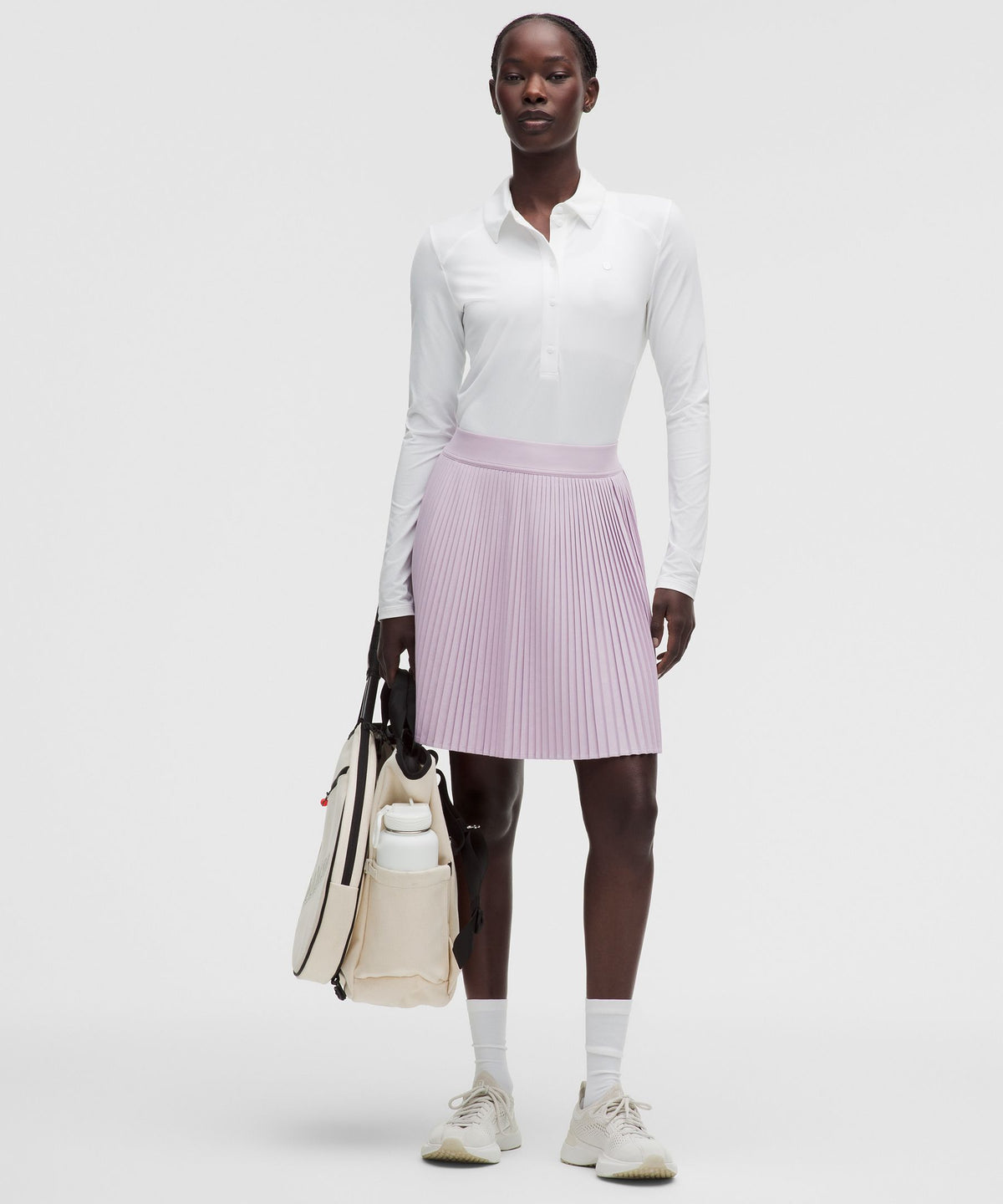 Pleated High-Rise Knee-Length Tennis Skirt